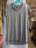 Hue Gray V-Neck Short Sleeve Shirt Medium - Image 1