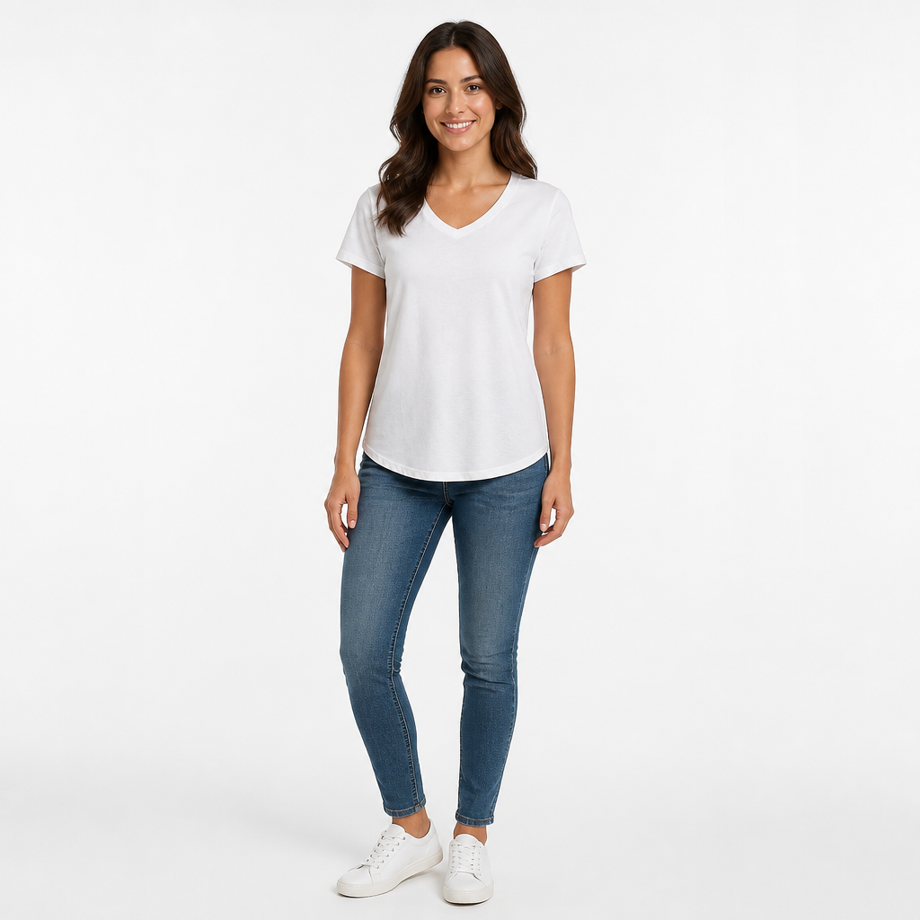 Bobbie Brooks Women's White V-Neck T-Shirt Medium - Image 1