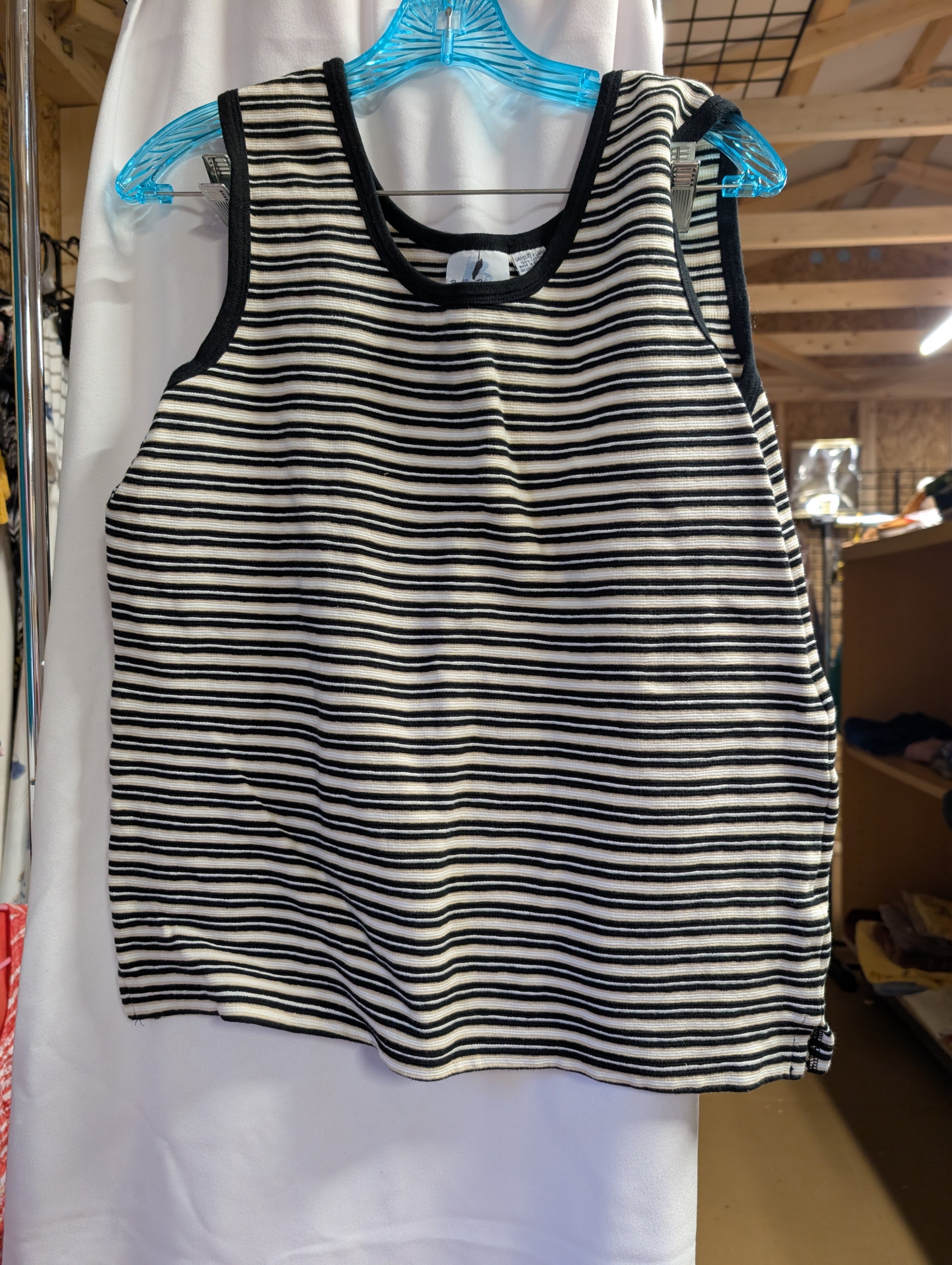 Striped Sleeveless Tank Top Black/White - Image 2