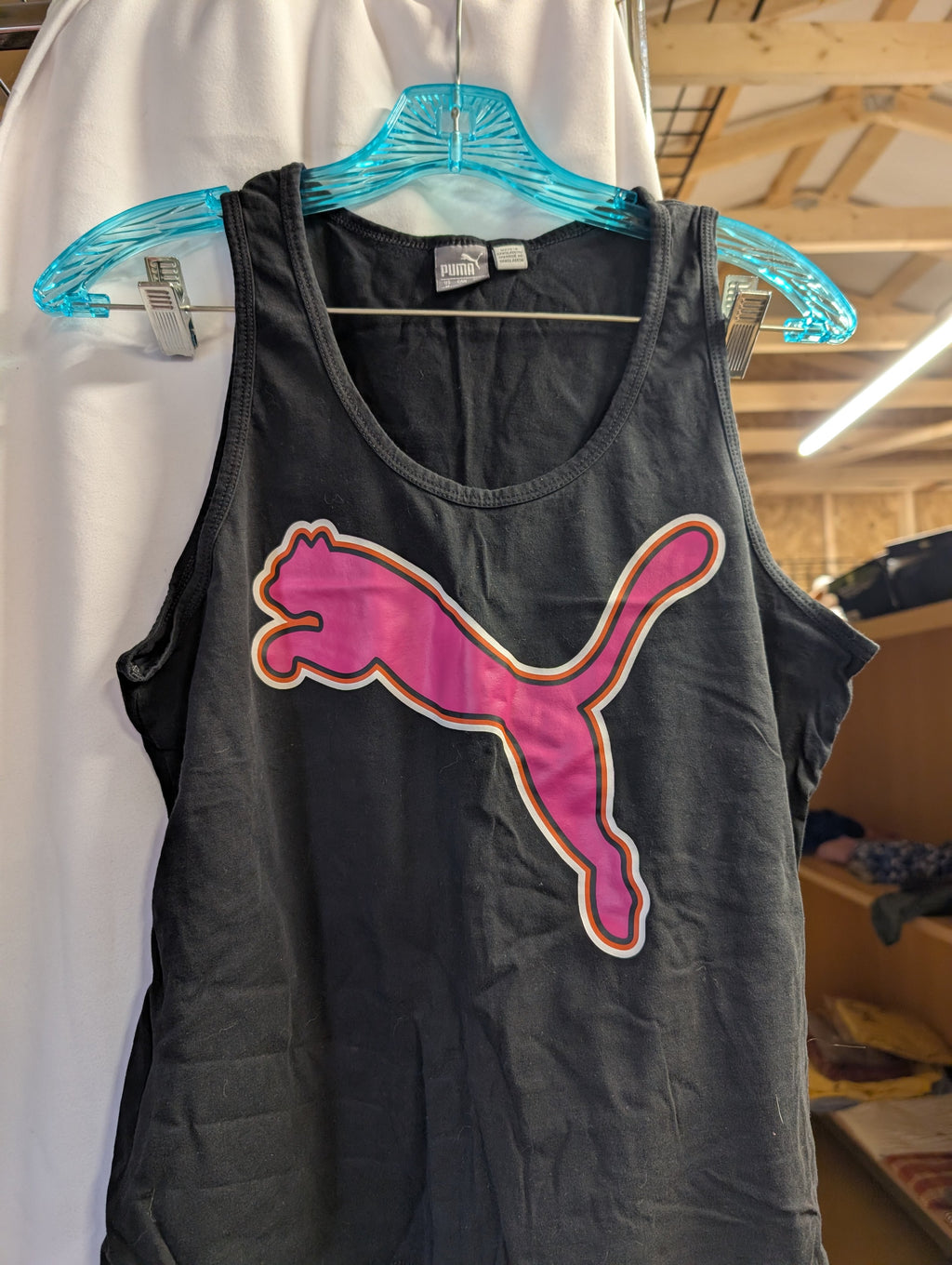 Puma Women's Black Tank Top with Pink Logo - Image 2