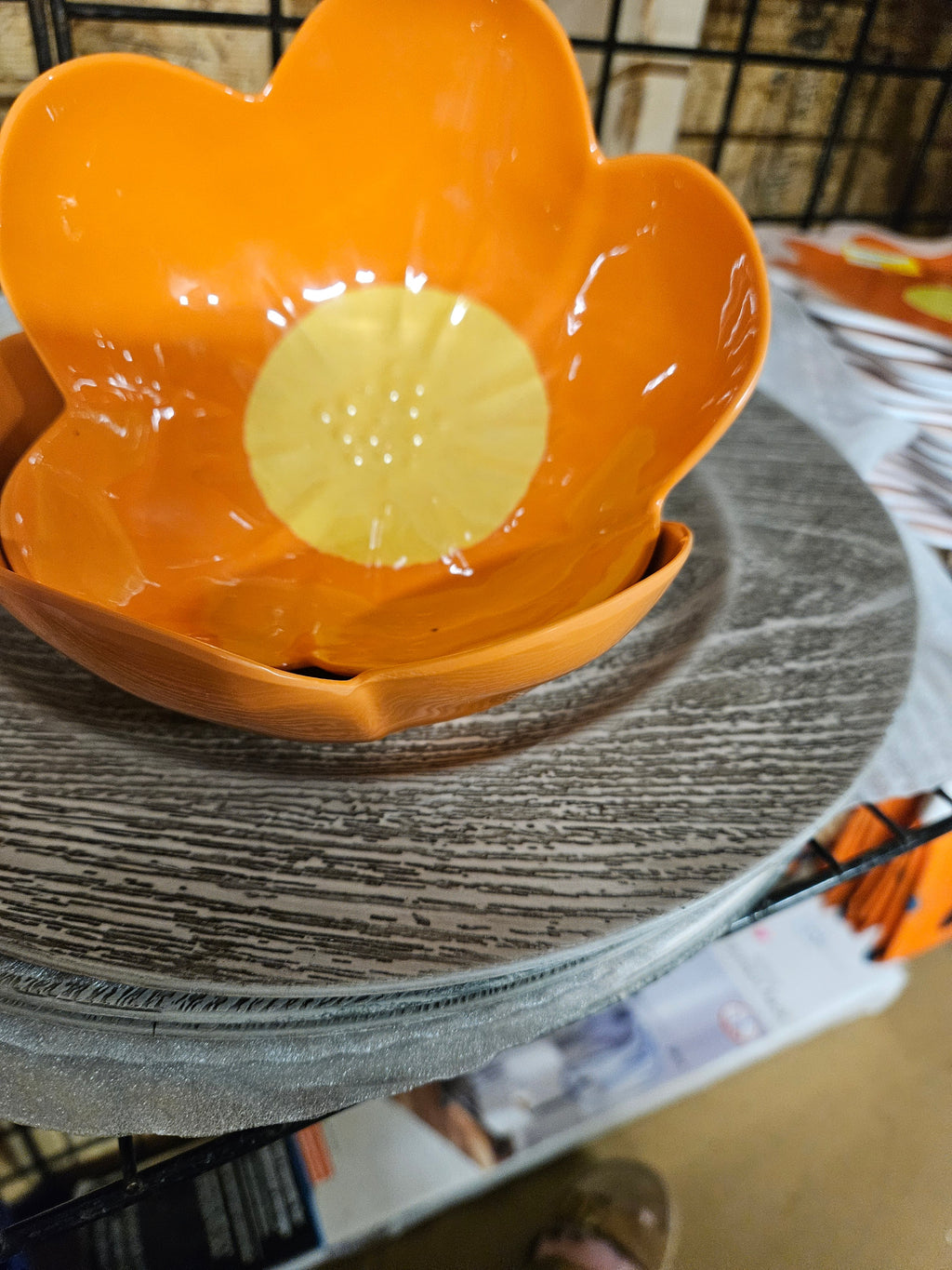 Orange Flower-Shaped Ceramic Bowl - Image 1