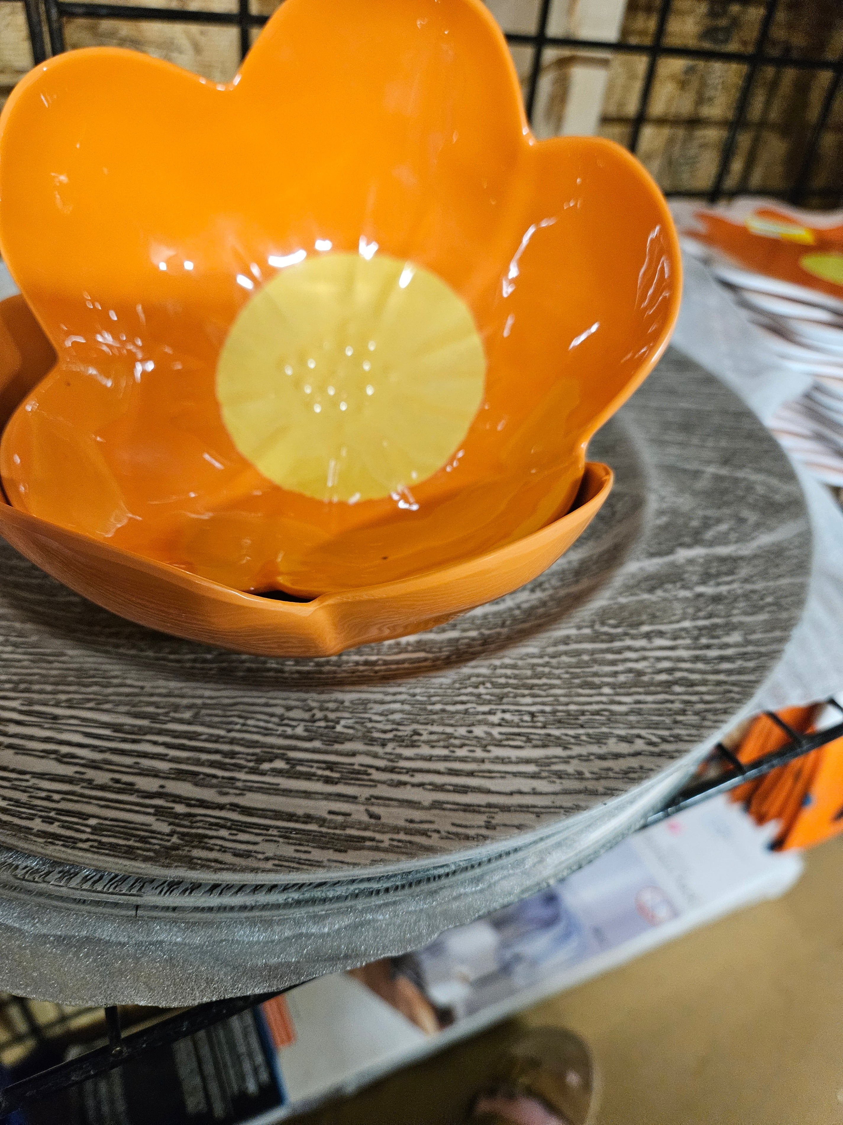 Orange Flower-Shaped Ceramic Bowl - Image 1