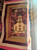 Colorful Patchwork Quilt with Church Design - Image 1