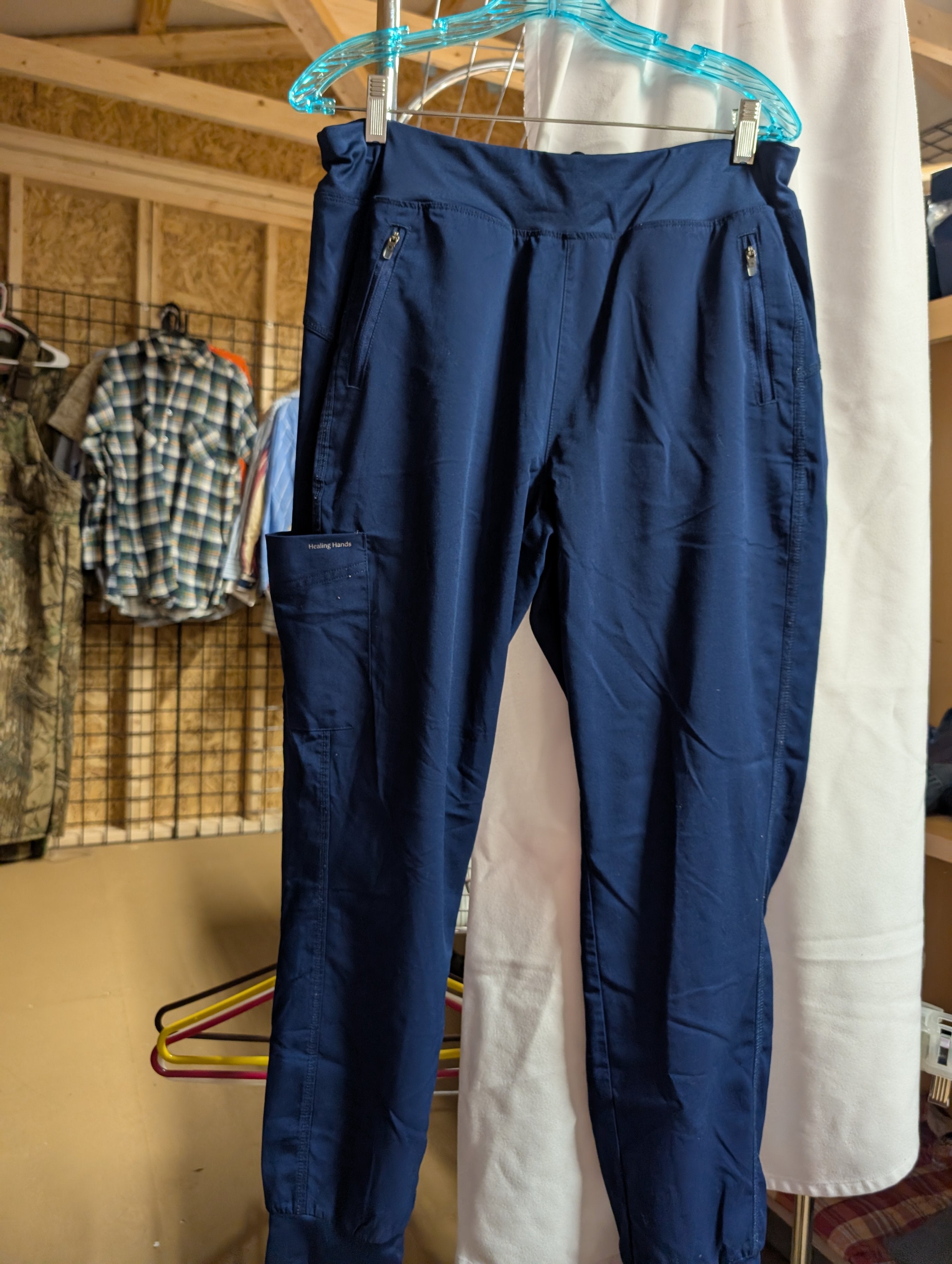 Healing Hands Navy Scrub Pants with Zipper Pockets - Image 1