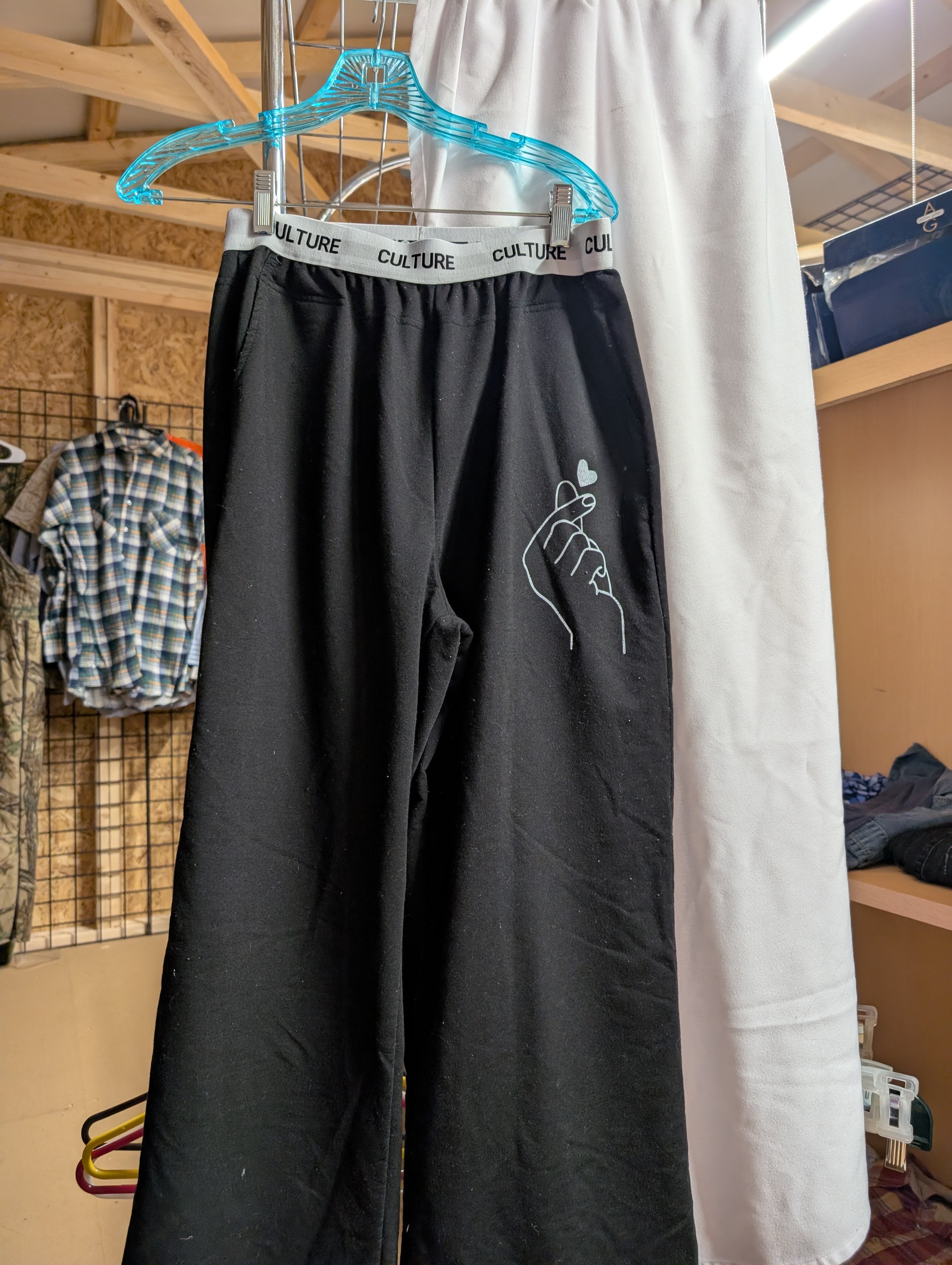 Culture Black Sweatpants with Heart Embroidery - Image 1