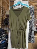 XL Olive Green Short Sleeve Romper - Image 1