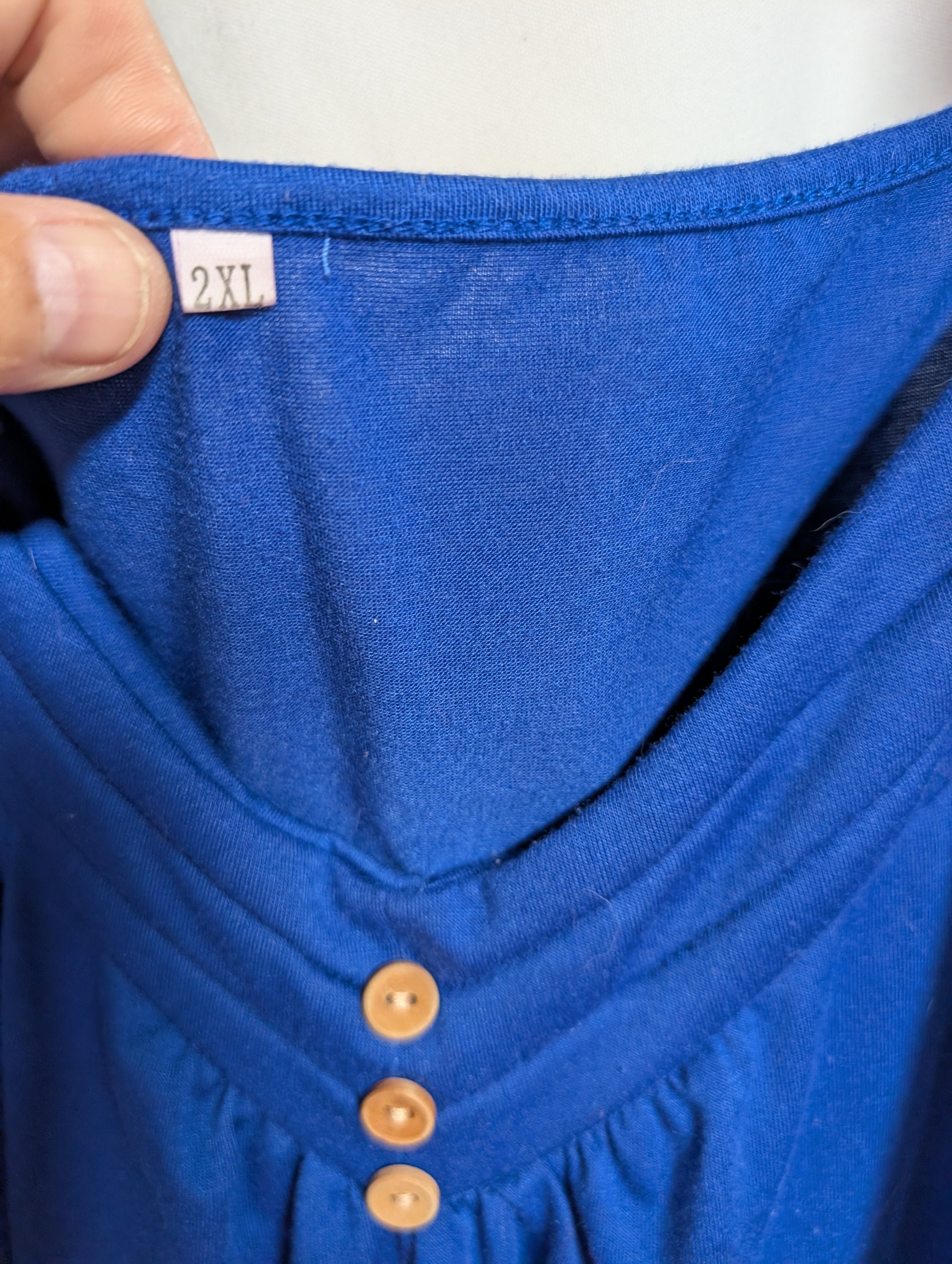 Women's Blue Sleeveless Dress 2XL with Button Detail - Image 2
