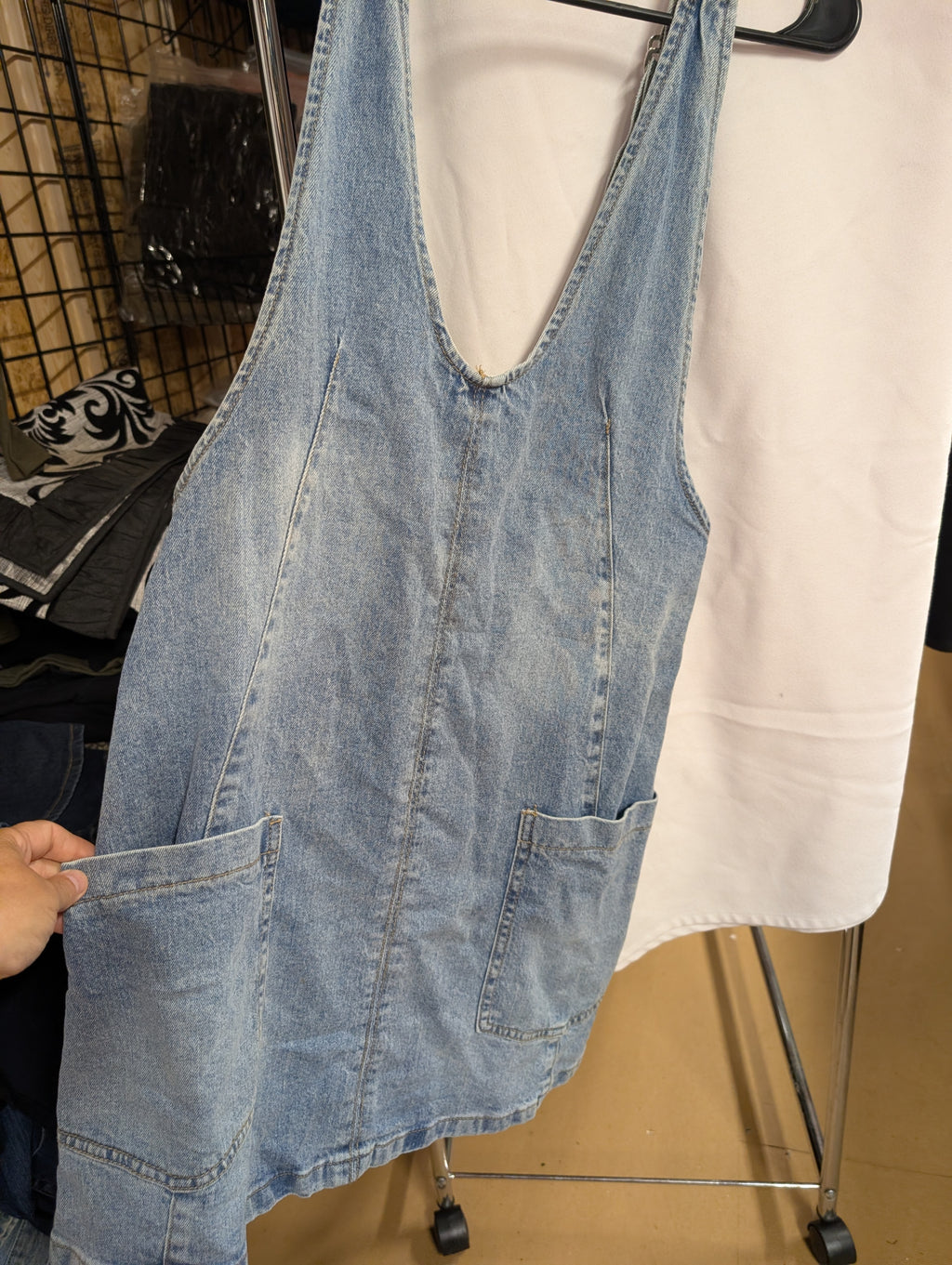 Denim Sleeveless Dress with Pockets - Image 1