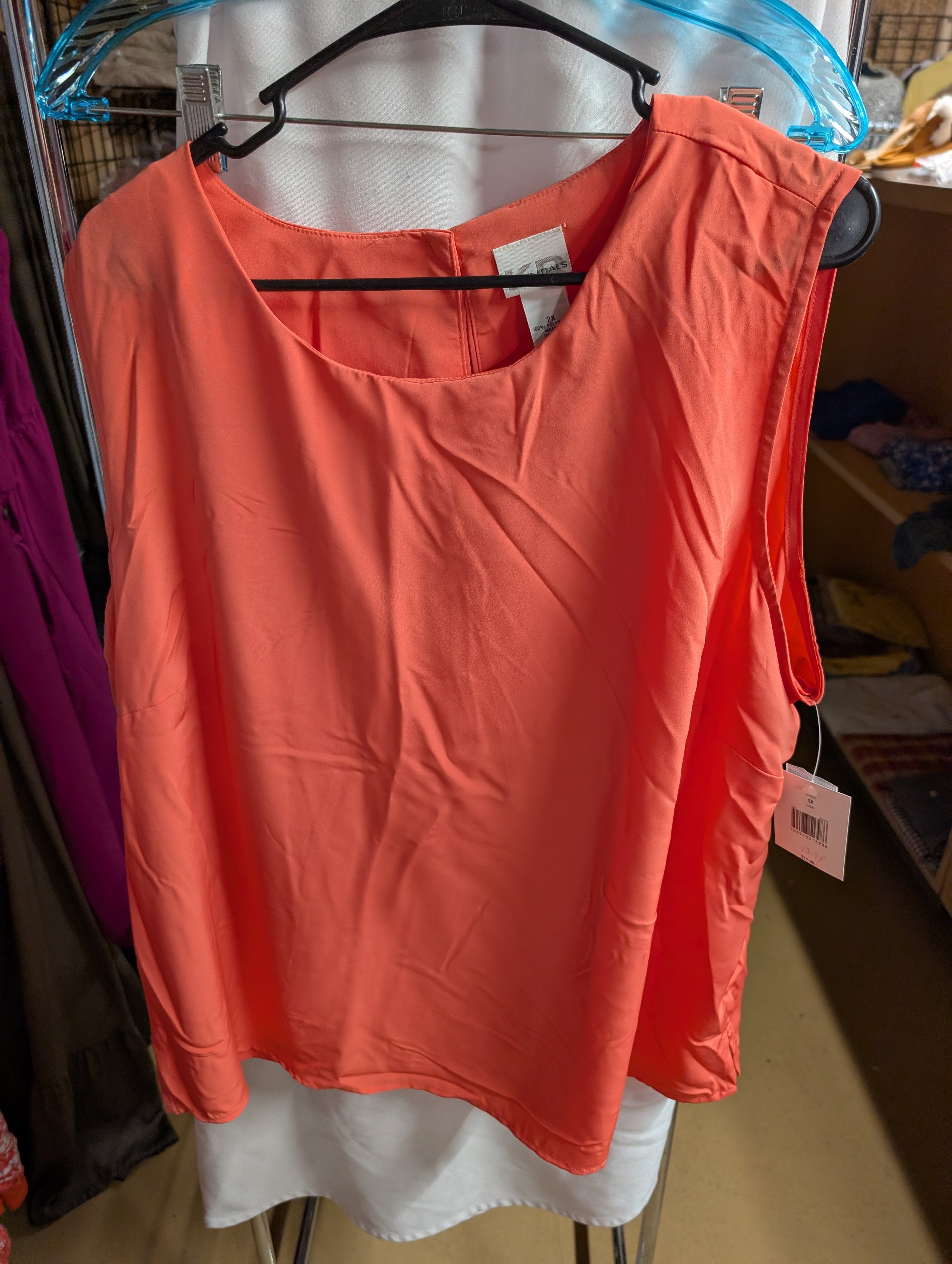 Coral Sleeveless Blouse 2X - Image 1