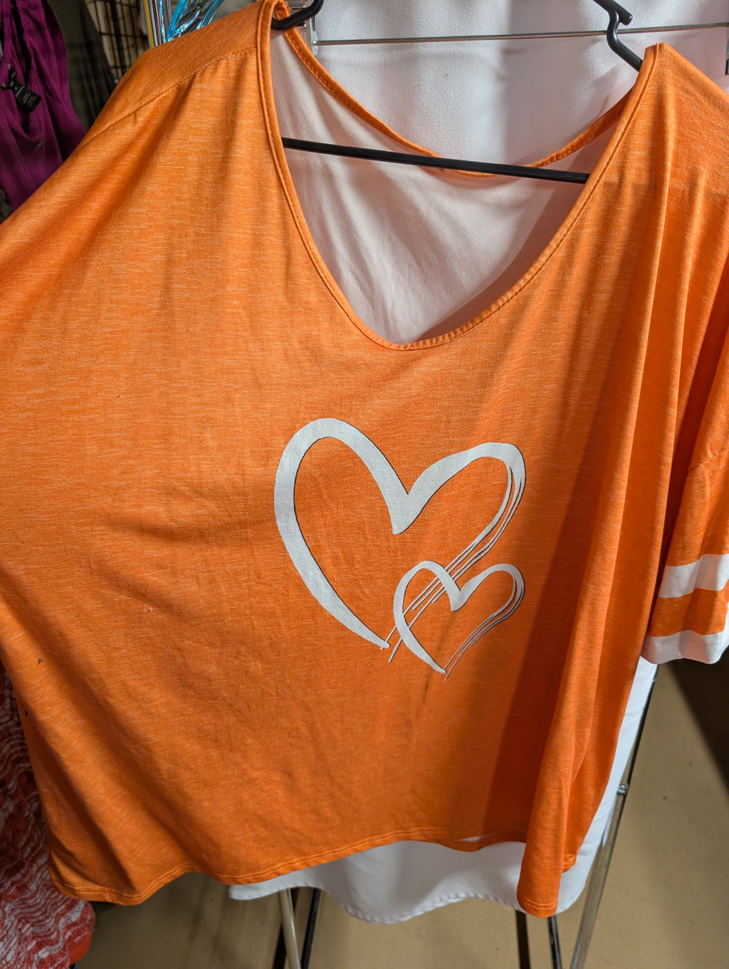Orange Heart Print 5XL Women's Top - Image 2