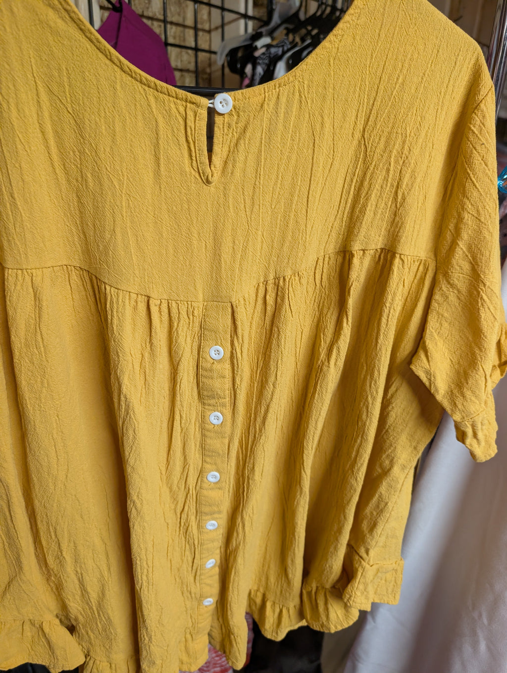 Yellow Button-Up Blouse 1XL - Image 2