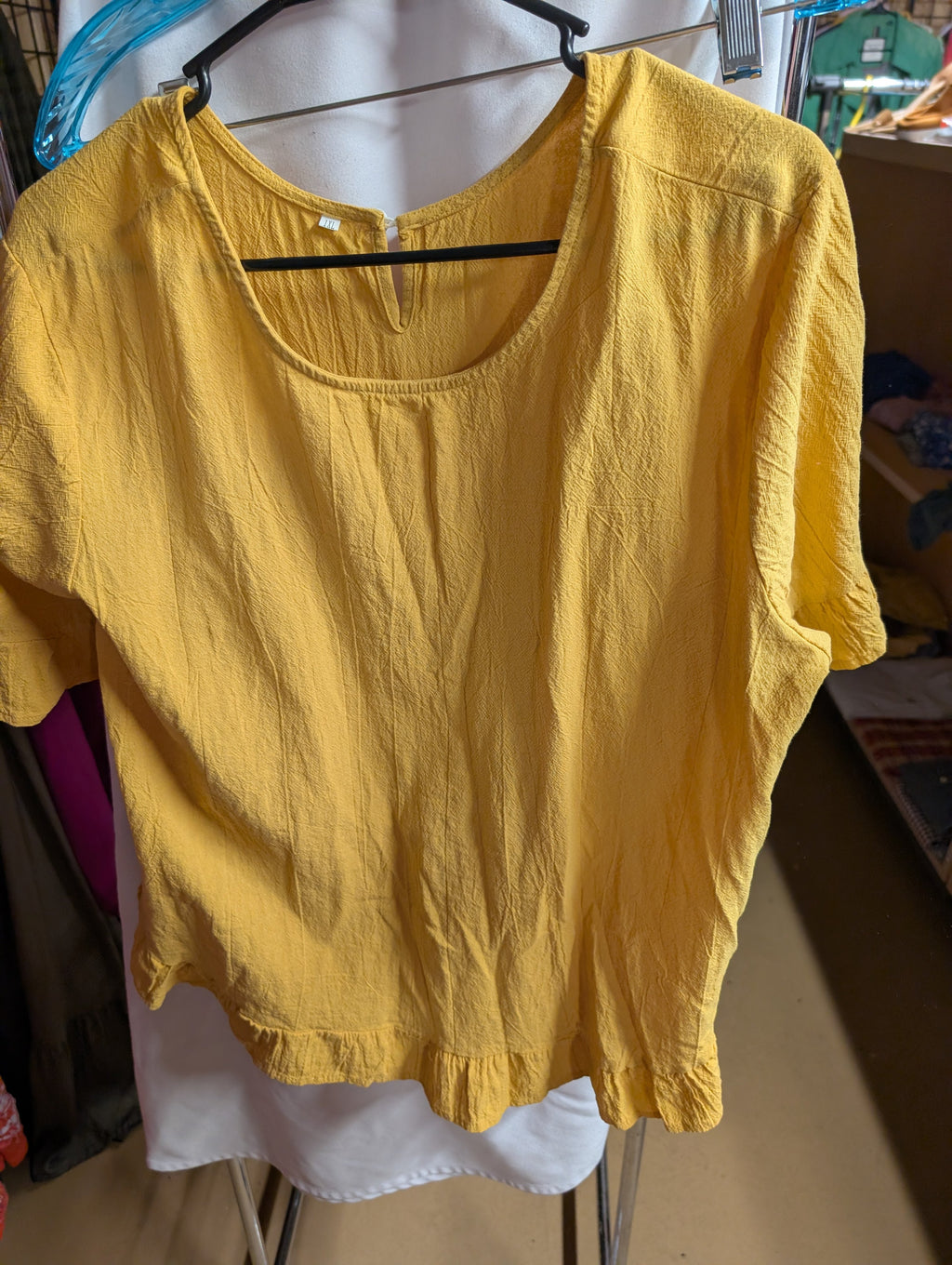 Yellow Button-Up Blouse 1XL - Image 3