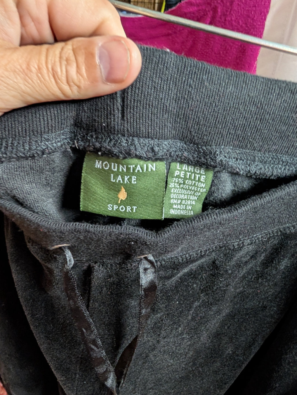 Mountain Lake Sport Black Velour Tracksuit Large Petite - Image 3