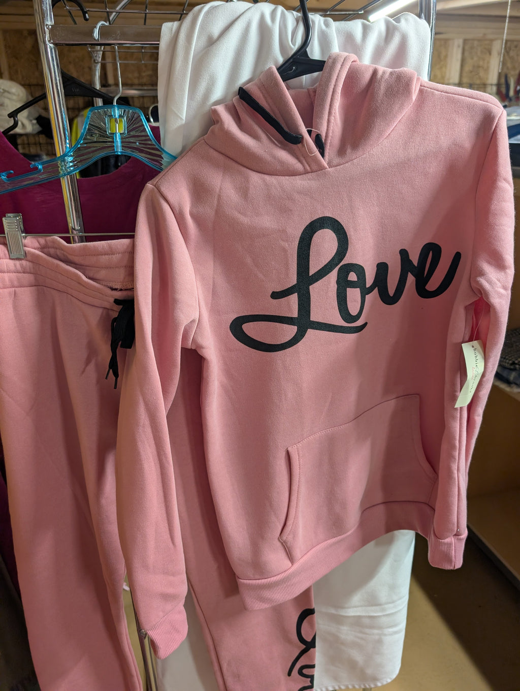 Bobbie Brooks Pink Love Sweatshirt and Joggers Set - Image 1