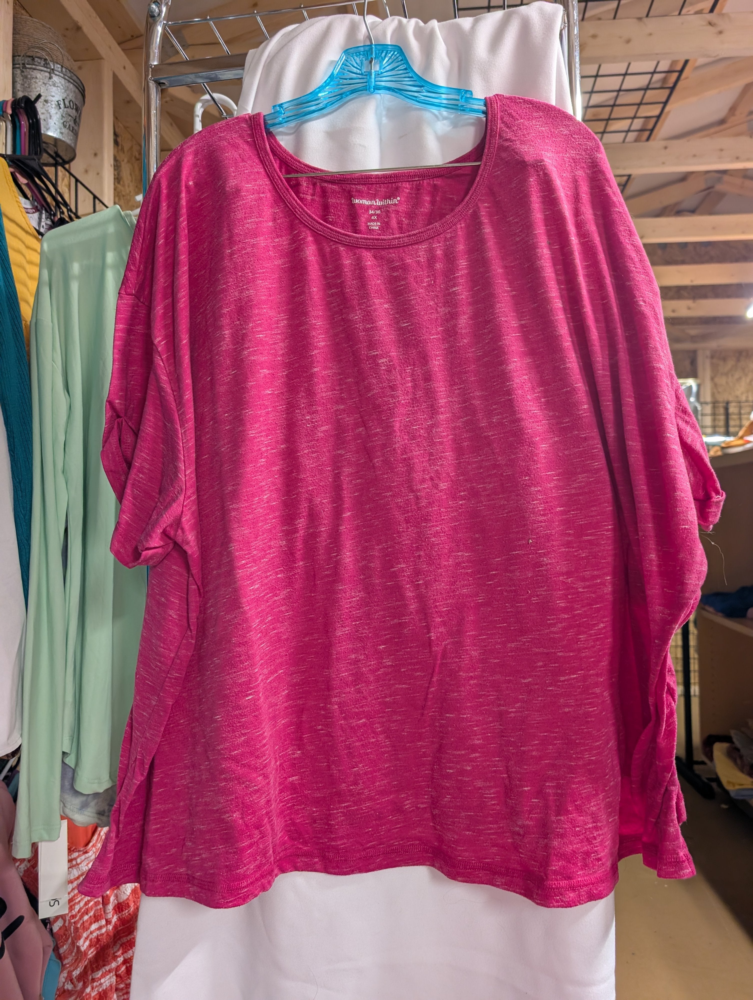 Woman Within Pink Long Sleeve Top 4X - Image 1