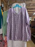 Maurices Purple Floral Short Sleeve Top - Image 1