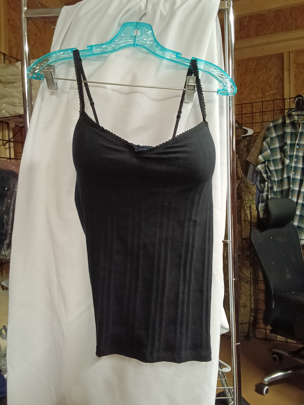 Basic Editions Women's Black Camisole Top XL built in bra - Image 1