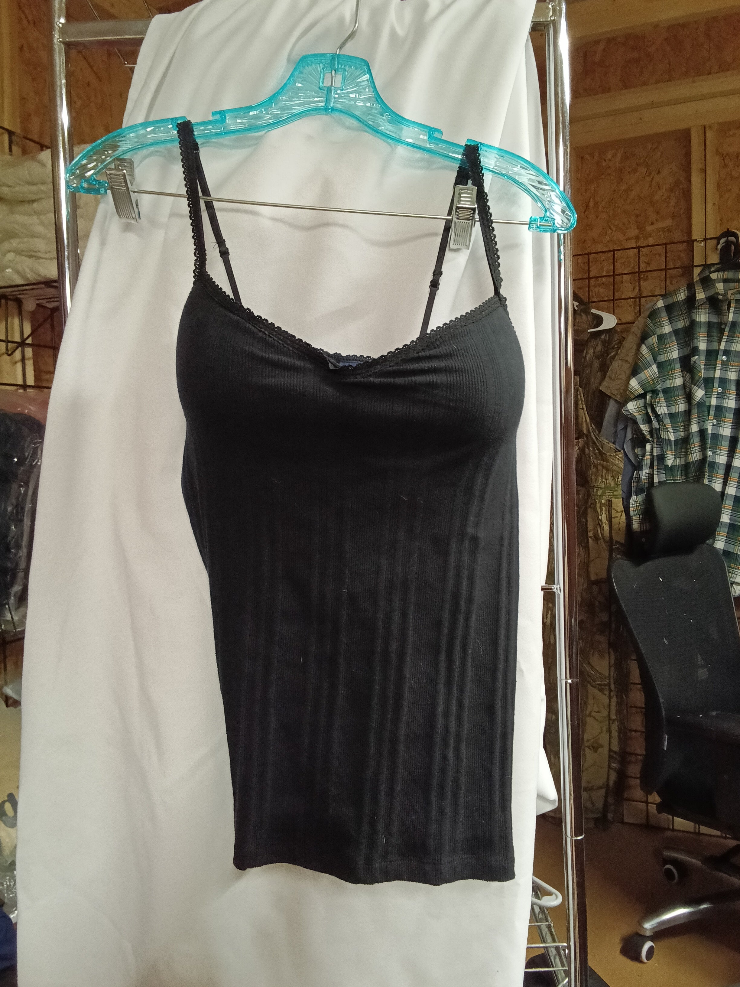 Basic Editions Women's Black Camisole Top XL built in bra - Image 1