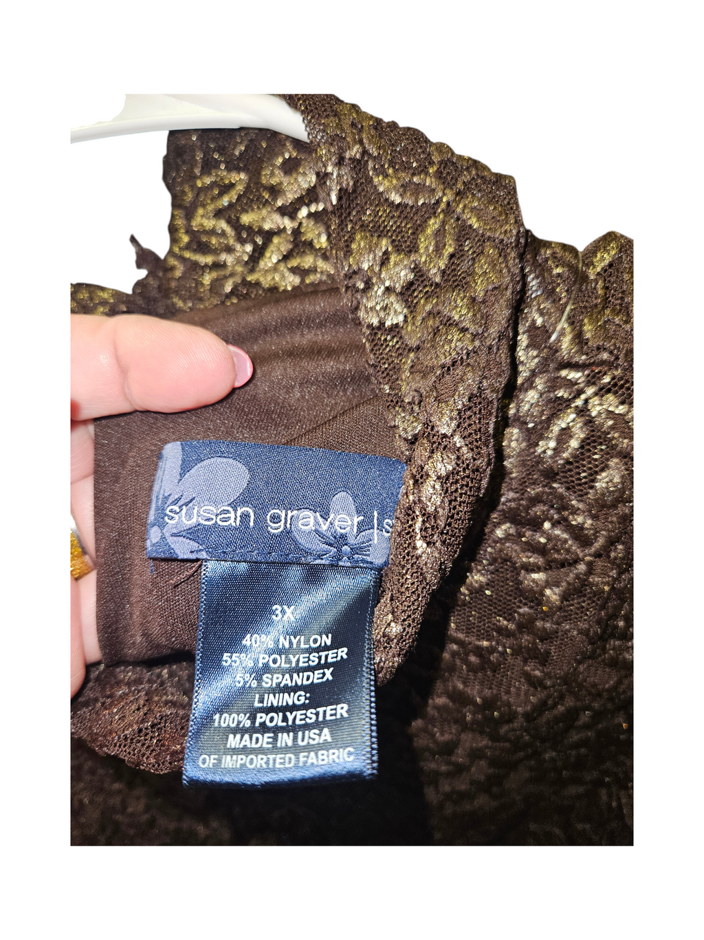 Gold Floral Lace Long Sleeve Top 3 XL - Image 2