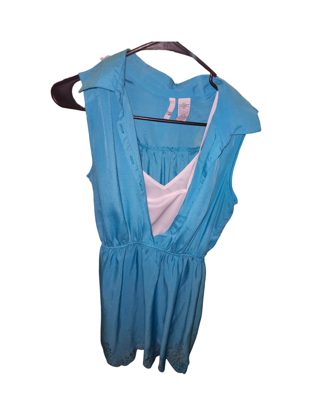 H&M Green Sleeveless Dress with Eyelet Hem - Image 1