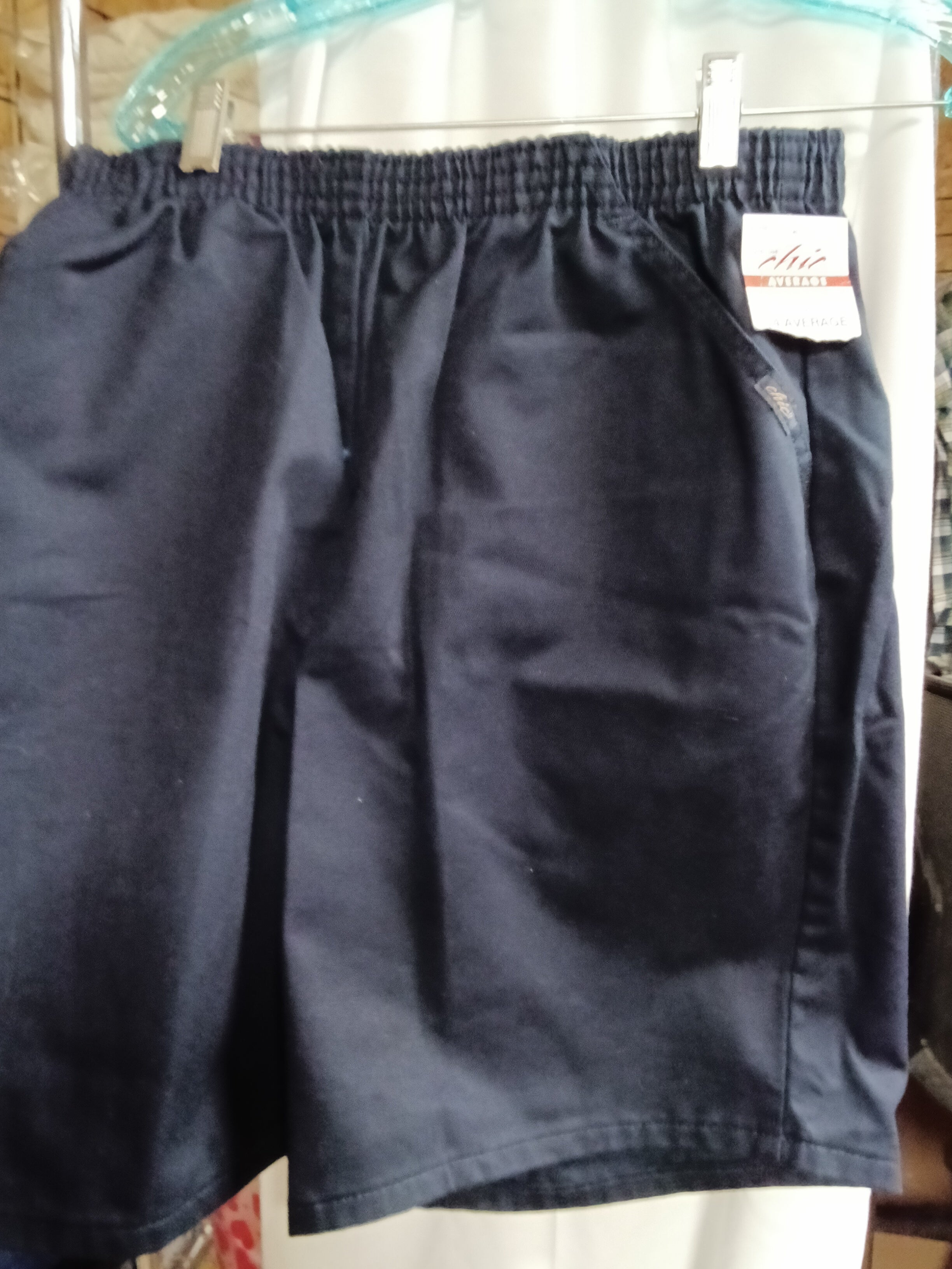 Chic Elastic Waist Navy Shorts - Image 1