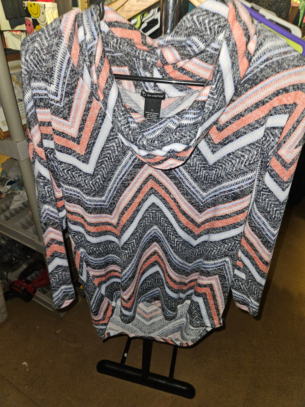 New Directions Chevron Long Sleeve Top Size L - Image 1