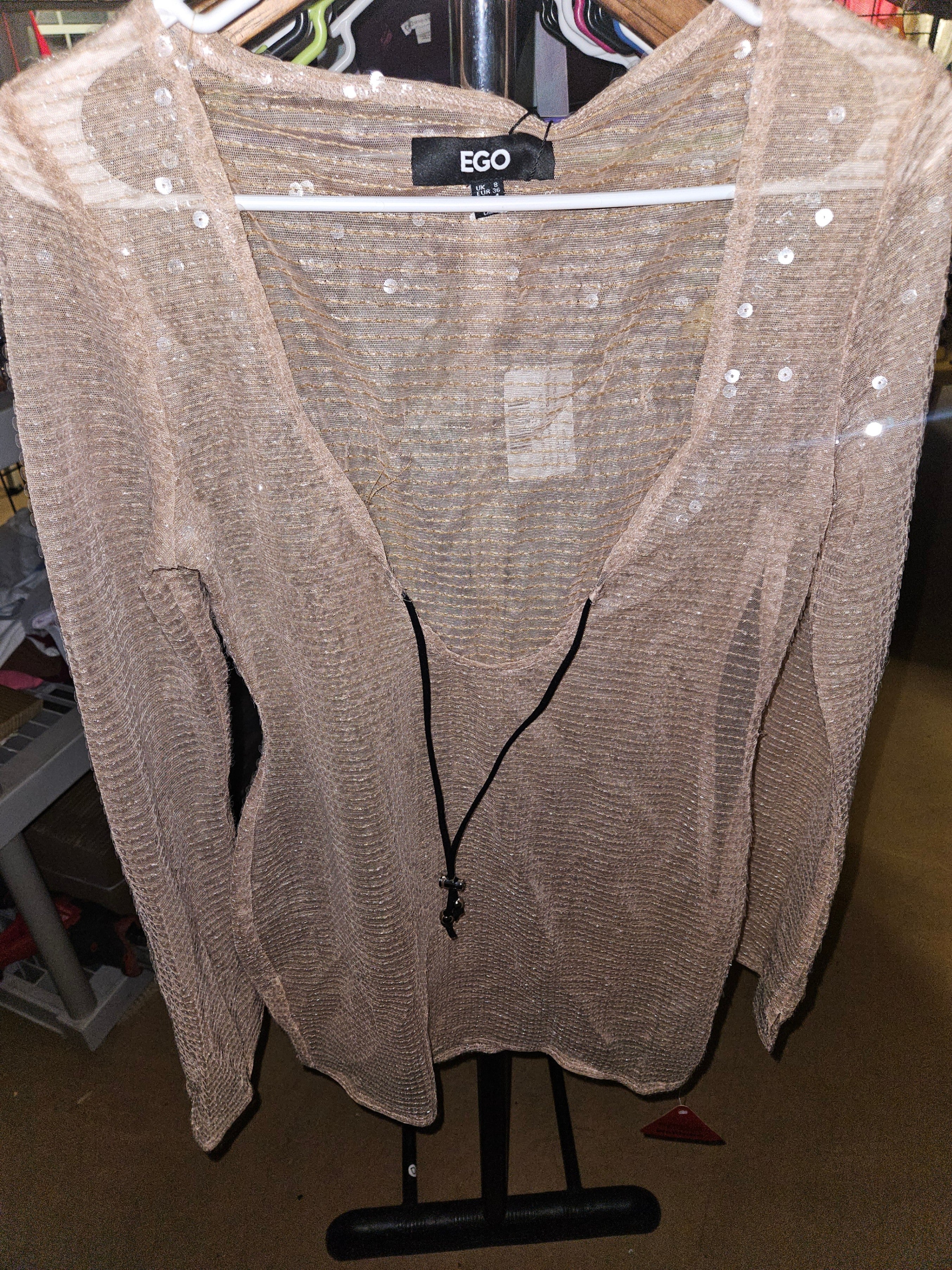 EGO Sequin Long Sleeve Top Size L - Image 1