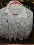 White Long Sleeve Dress Shirt with Black Trim - Image 1