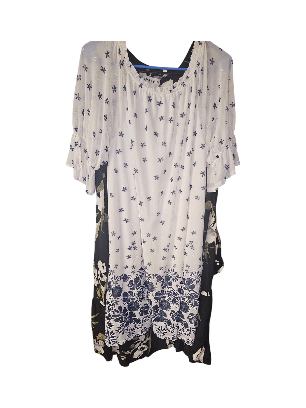 Ava & Viv Floral Print Dress with Ruffle Sleeves - Image 1