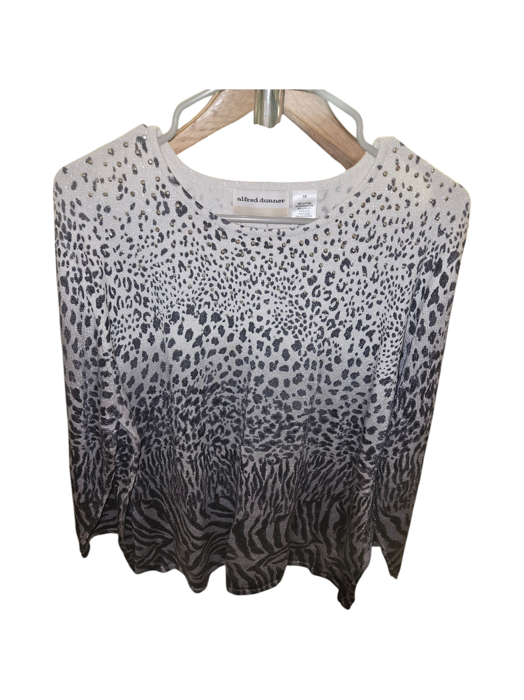Alfred Dunner Animal Print Long Sleeve Top XL - Image 1
