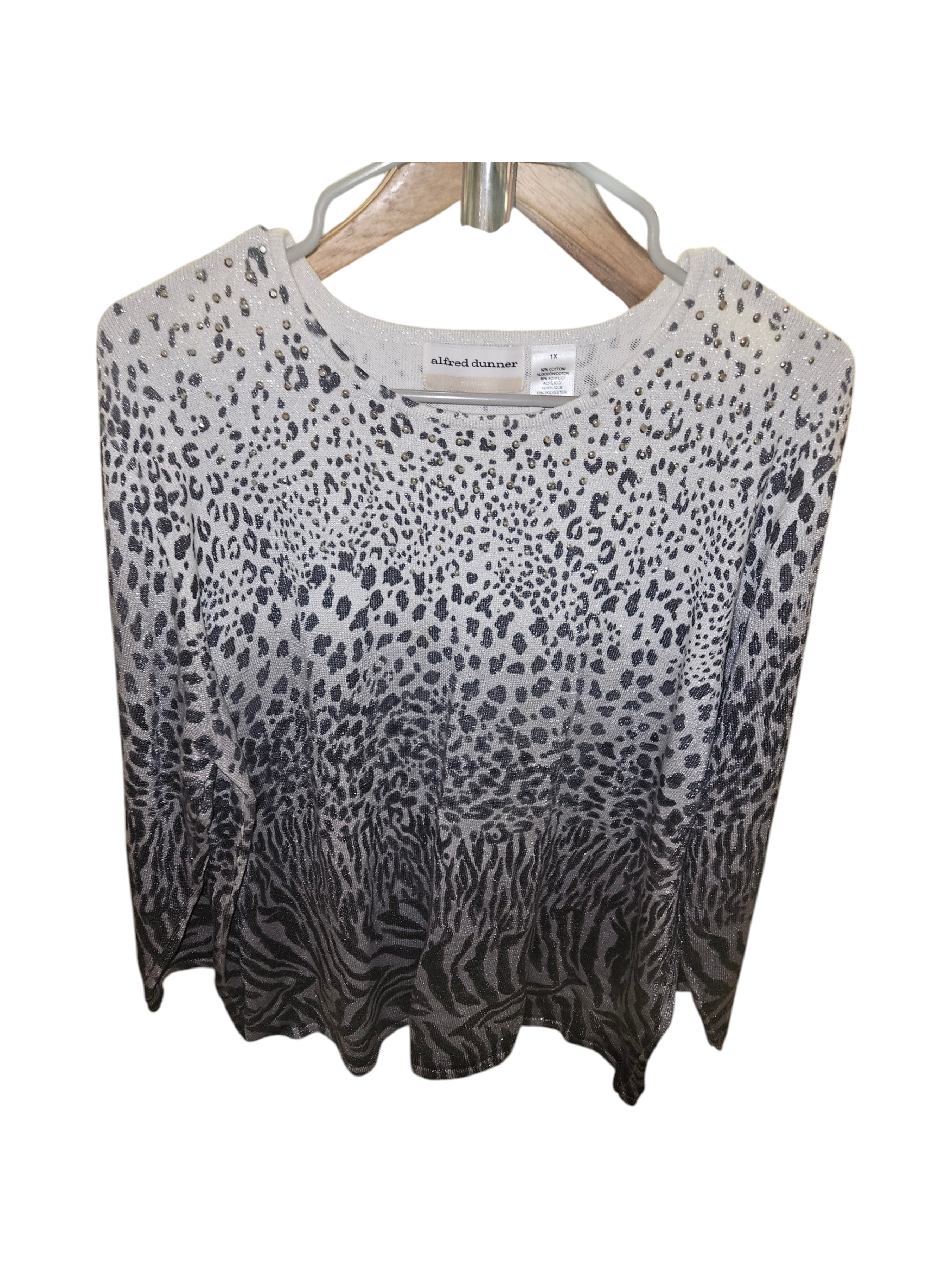 Alfred Dunner Animal Print Long Sleeve Top XL - Image 1