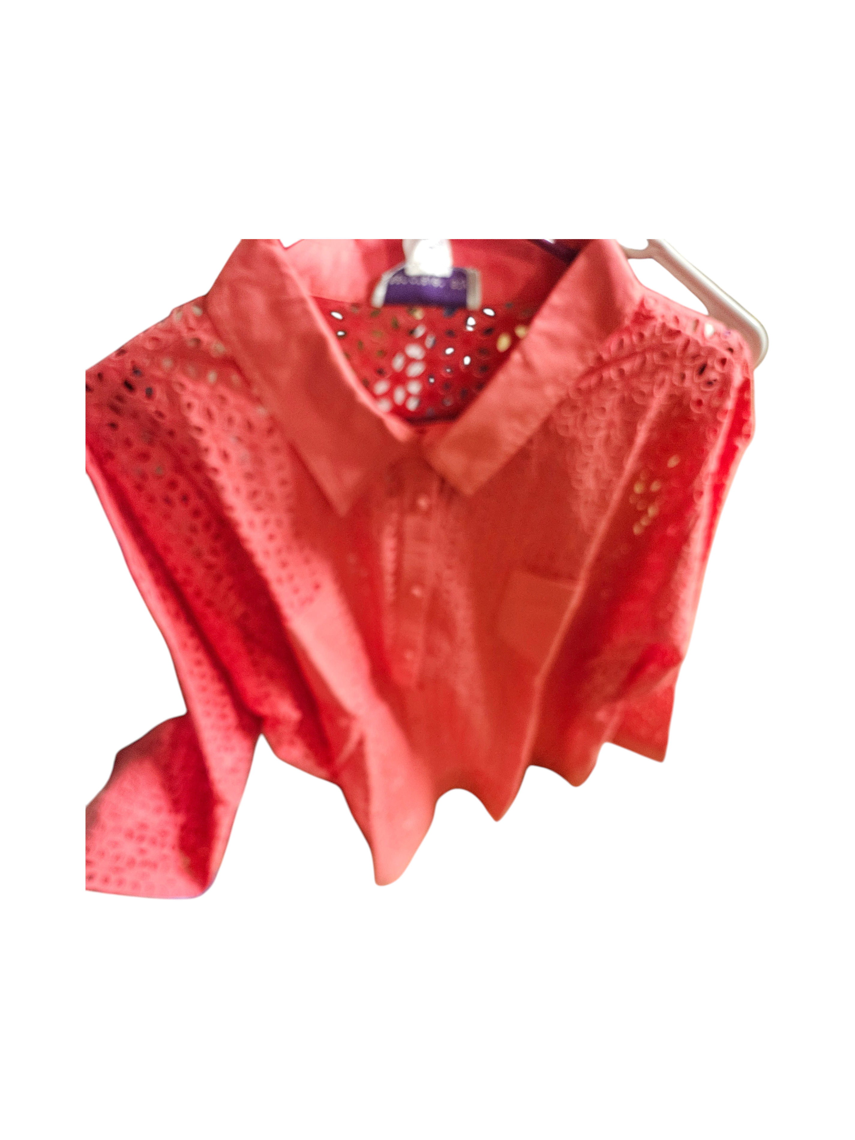 Ladies Sleeveless Lace Blouse - Coral - Image 1