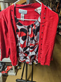 Alfred Dunner Petite Red Cardigan and Floral Top Set PL - Image 1