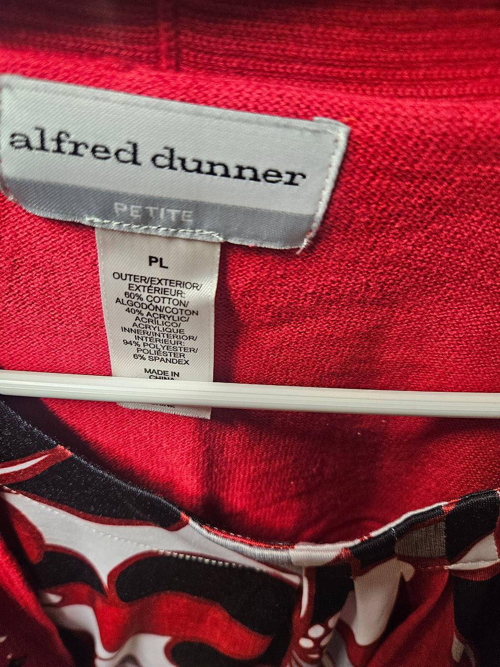 Alfred Dunner Petite Red Cardigan and Floral Top Set PL - Image 2