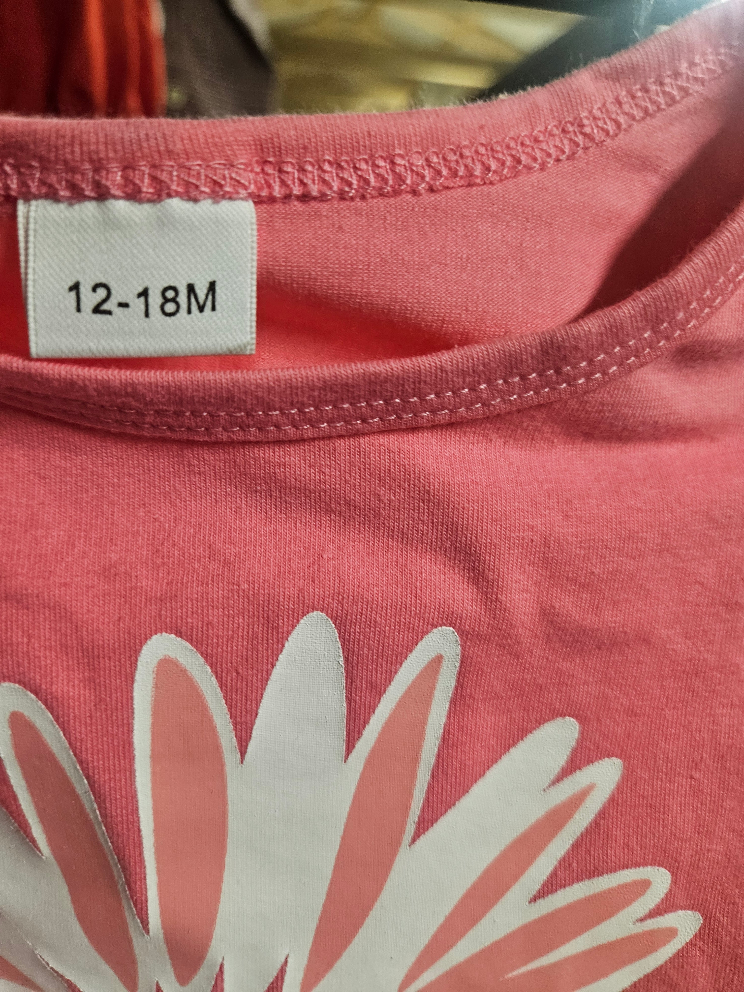 Baby Girl Floral Onesie 12-18M Pink 2 piece - Image 2