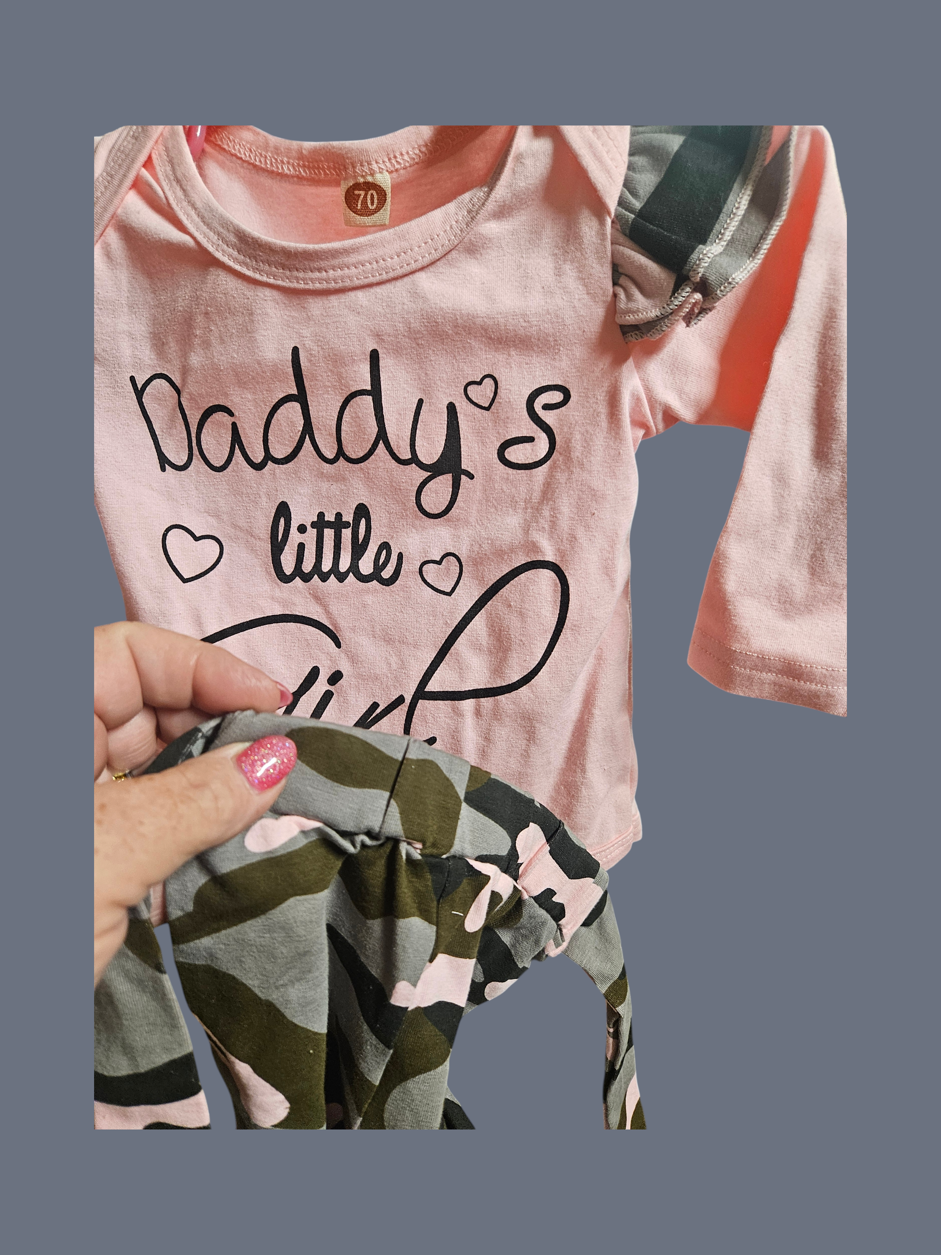 Baby Girl Outfit Set Pink Camo Size 70 - Image 1