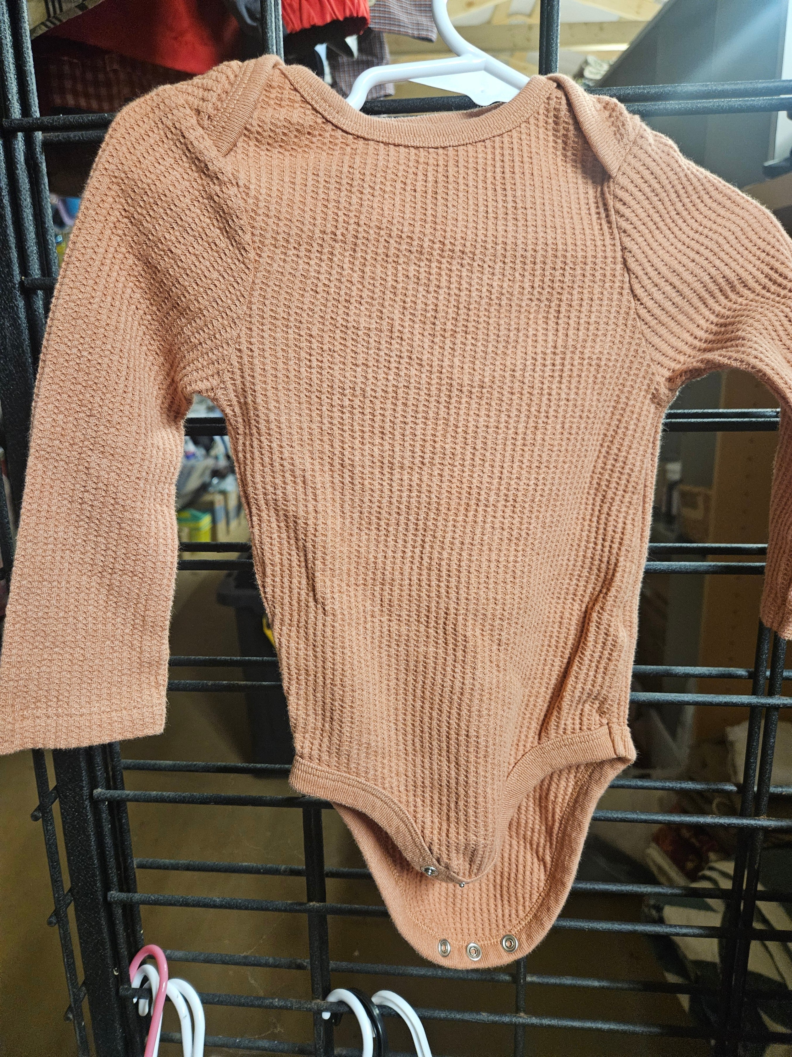 Baby Long Sleeve Waffle Knit Onesie - Image 1
