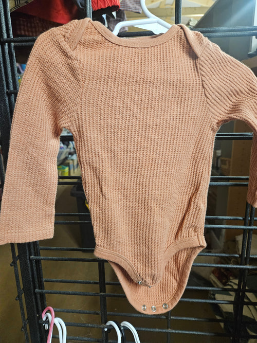 Baby Long Sleeve Waffle Knit Onesie - Image 1