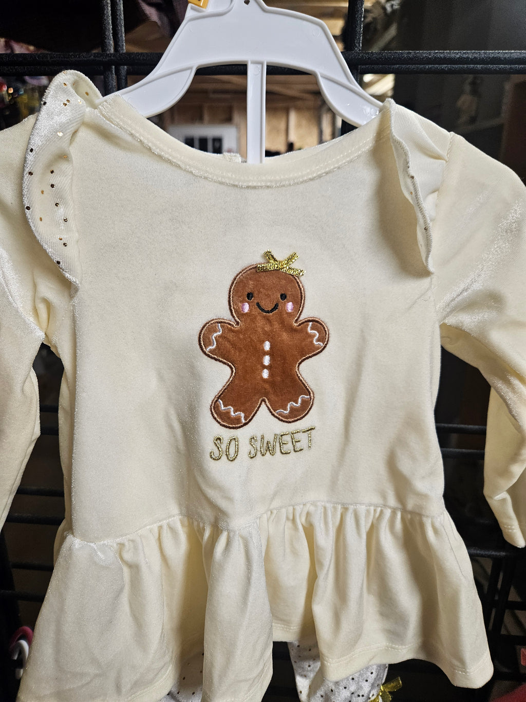 Girls Long Sleeve Gingerbread Dress Top - Image 1