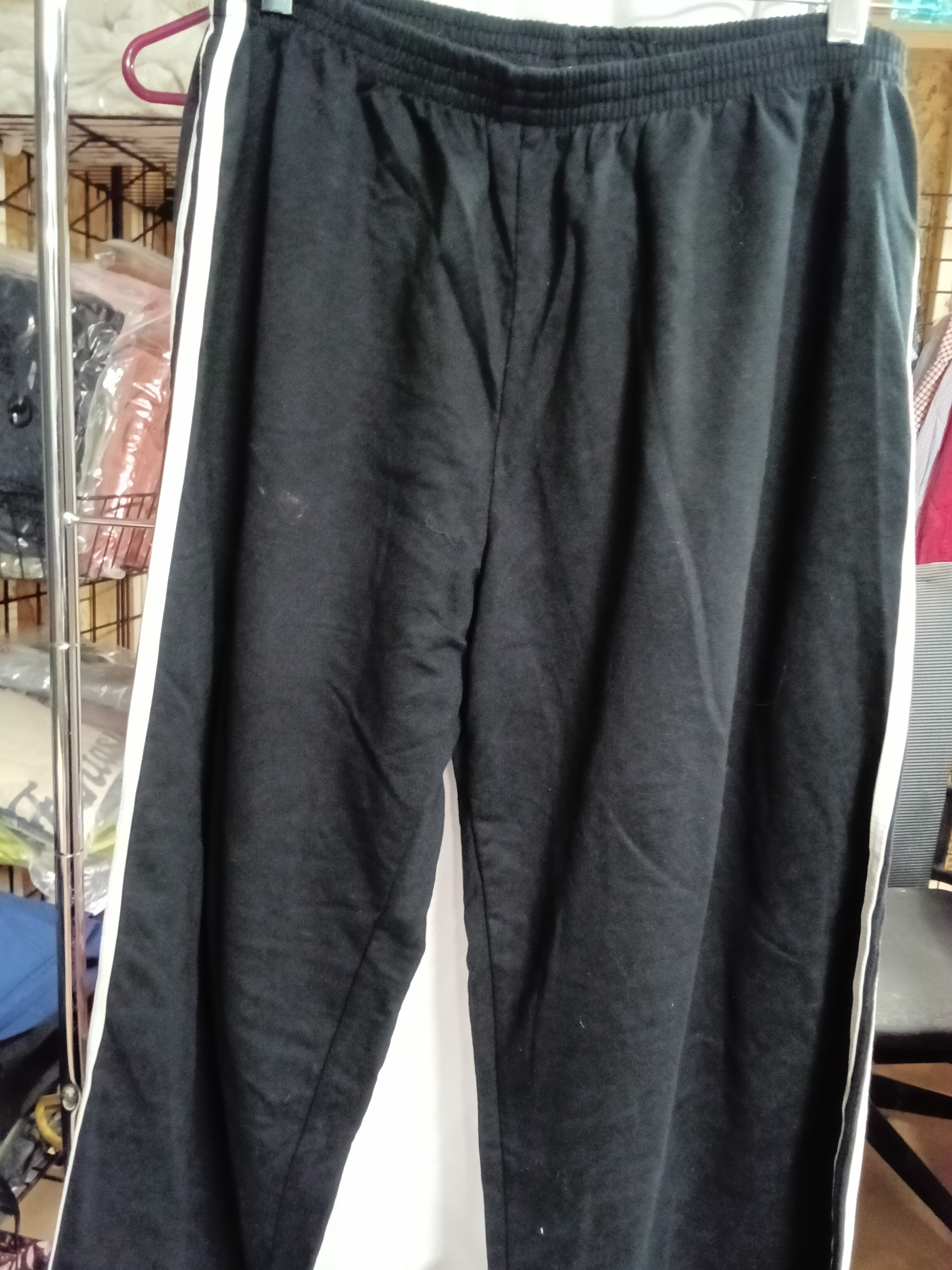 Blue On Blue Black Track Pants with White Stripes - Image 1