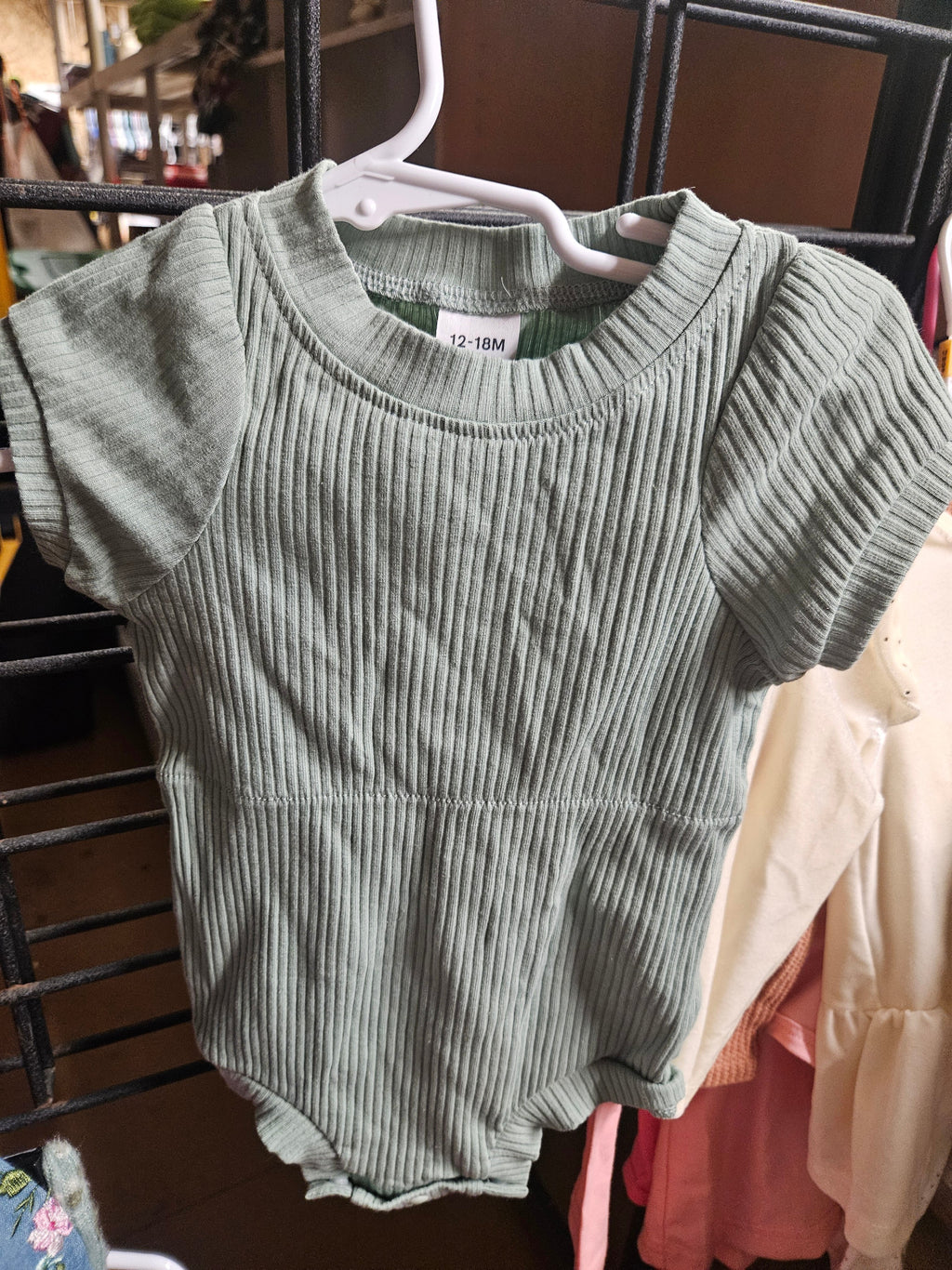 Ribbed Baby Onesie 12-18M Short Sleeve - Image 1