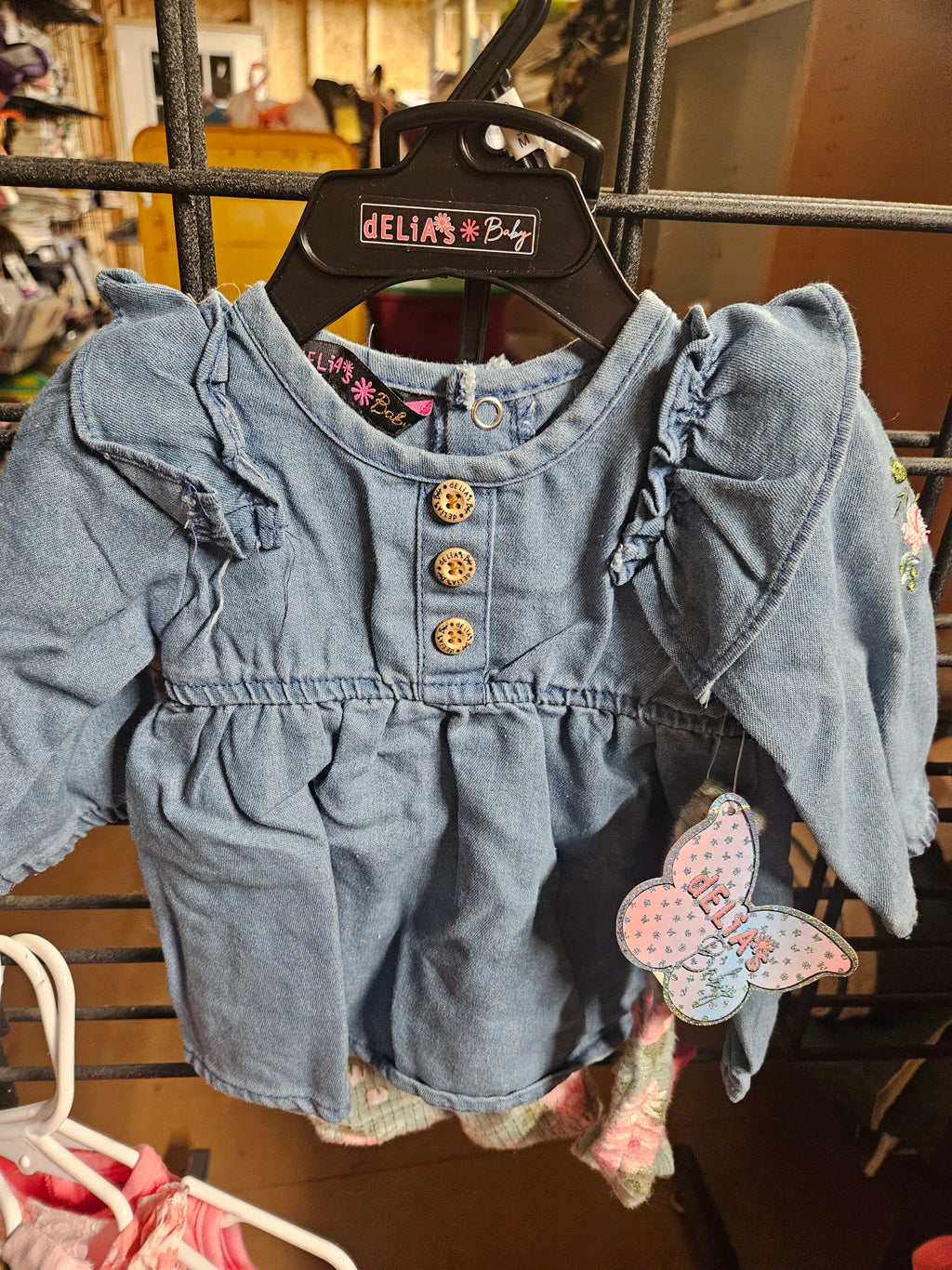 Delia's Baby Denim Dress with Ruffle Sleeves - Image 1
