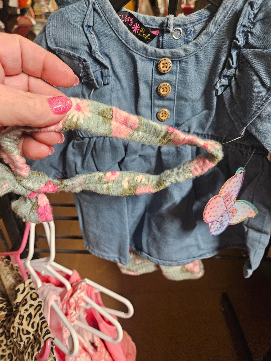 Delia's Baby Denim Dress with Ruffle Sleeves - Image 2