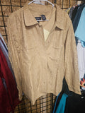 Kim & Co Lace Button-Up Shirt Beige Long Sleeve - Image 1