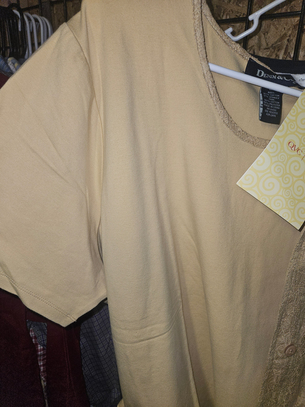 Kim & Co Lace Button-Up Shirt Beige Long Sleeve - Image 2