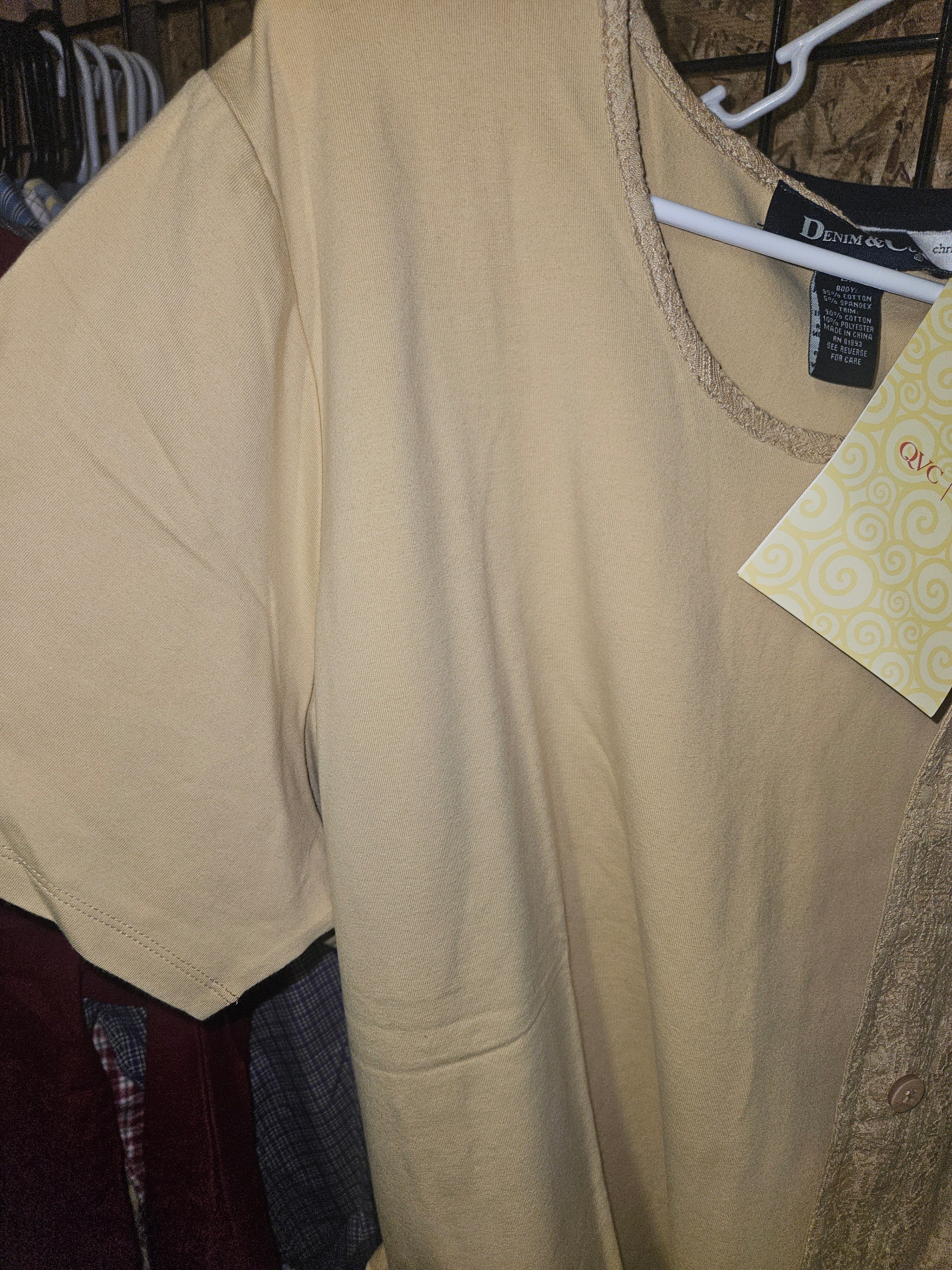Kim & Co Lace Button-Up Shirt Beige Long Sleeve - Image 2