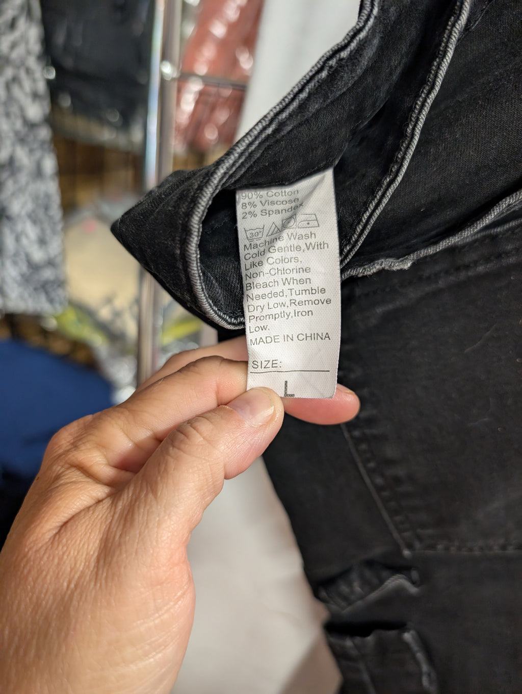Lady's Black Cargo Pants Size L - Image 2