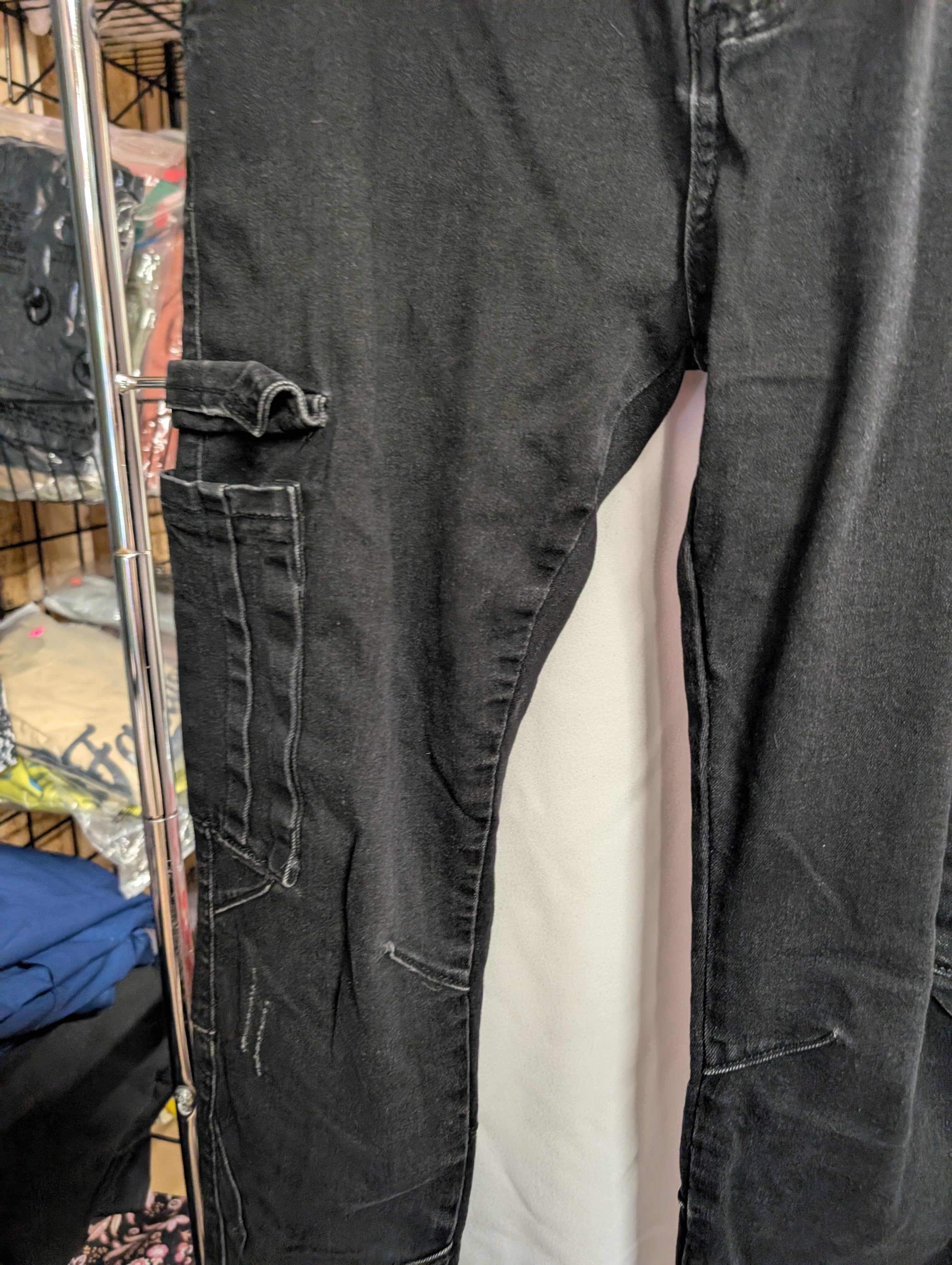 Lady's Black Cargo Pants Size L - Image 4
