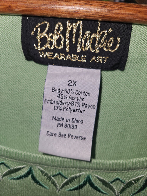 Bob Mackie Wearable Art 2X Green Top - Image 1