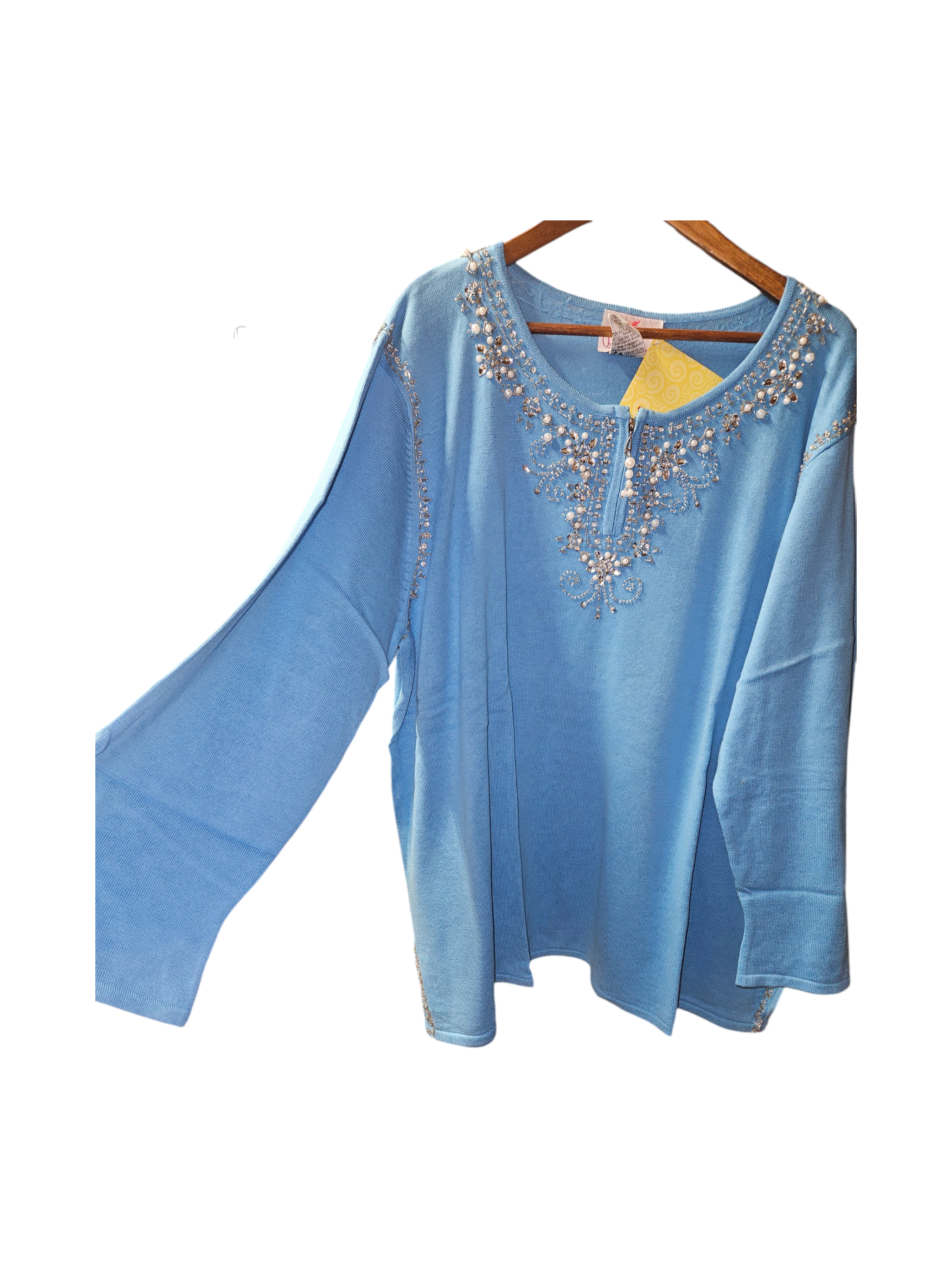 Embellished Blue Long Sleeve Top 3 X - Image 1